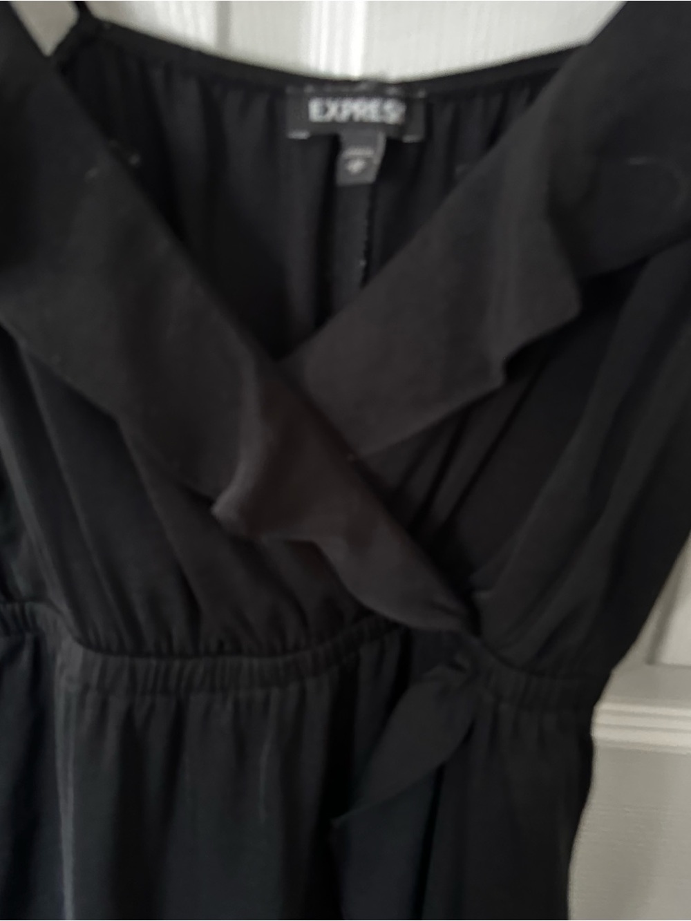 Black Ruffle Front Mini Dress - Picture 2 of 7